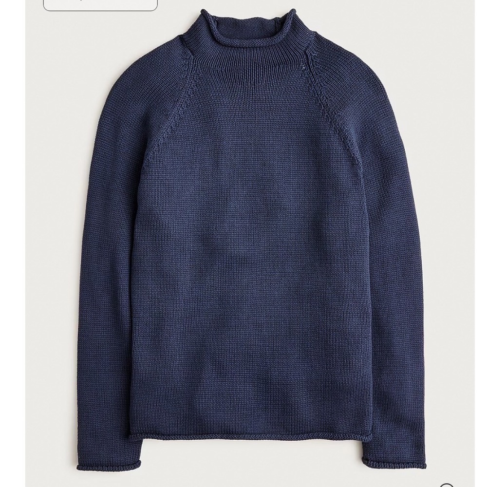 J. CREW Mens 1988 Rollneck sweater in cotton navy medium NWT